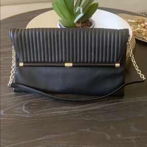 DVF black with gold hardware clutch